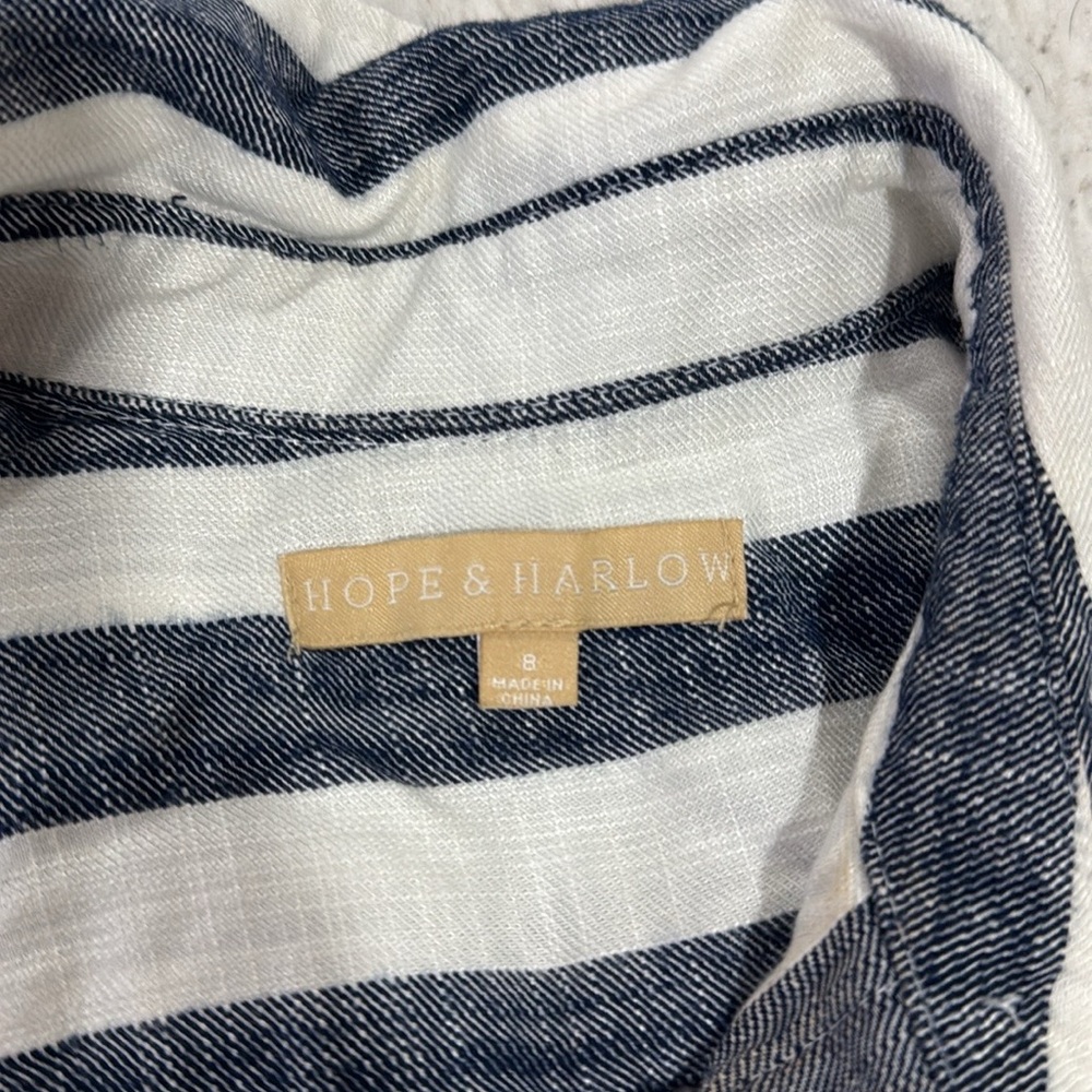 Hope & Harlow blue and White button down Striped Midi shirt Dress size 8 - Picture 6 of 8